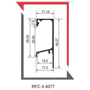 PERFIL PUXADOR RFC 4077 3MT BRANCO P. PONTEIRA 15MM